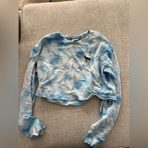 Victoria Secret PINK blue tie dye cropped sweater